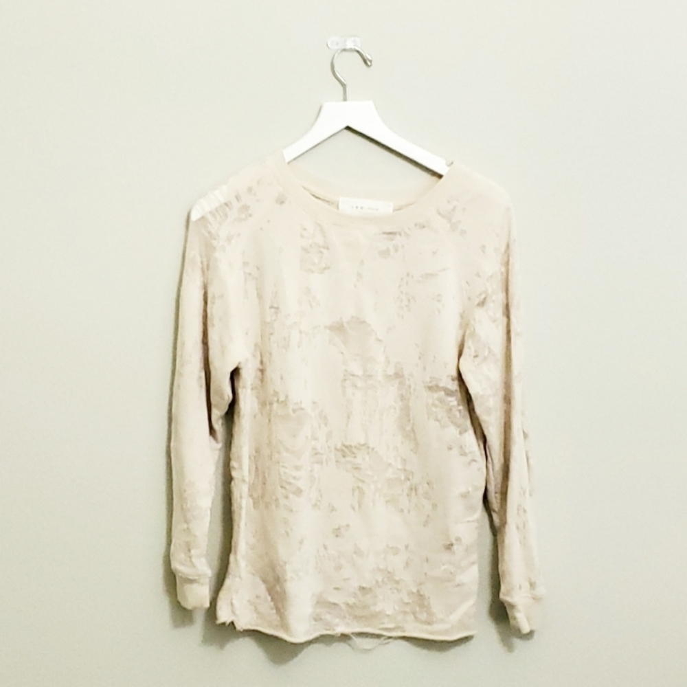 IRO Jeans Pale Blush Pink Distressed Sweatshirt XS